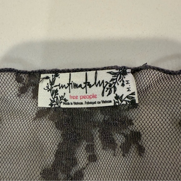 Free People NWT Lady Lux Maxi Sheer Lace Slip Dress Womens Medium Dark Gull Gray - Picture 6 of 10